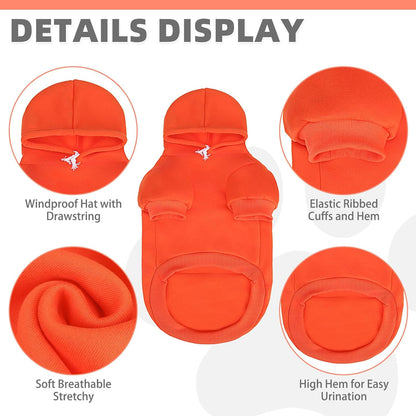 KOOLTAIL Fall Dog Hoodie - Soft & Warm Dog Thanksgiving Sweater with Leash Hole and Pocket, Pet Winter Coat, Cold Weather Clothes Sweatshirt for Small Medium Large Dogs Puppy Cat Boys Girls, Orange SM