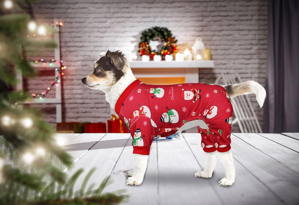 Dog Christmas Pajamas Snowman Clothes Costumes Pet Pjs Stretchy Funny Costumes Pet Outfit Dog Pajamas for Small Dogs Puppy Cat(S)