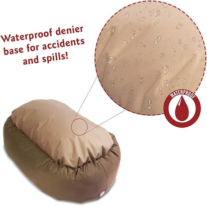 Majestic Pet Bagel Calming Dog Bed, 40 Inch Large, Round, Washable, Khaki | Cozy Soft Fluffy Donut Pet Bed with Spine Support for Head Rest – Anti-Anxiety Comfort for Puppies & Dogs, 40x29x9 Inches