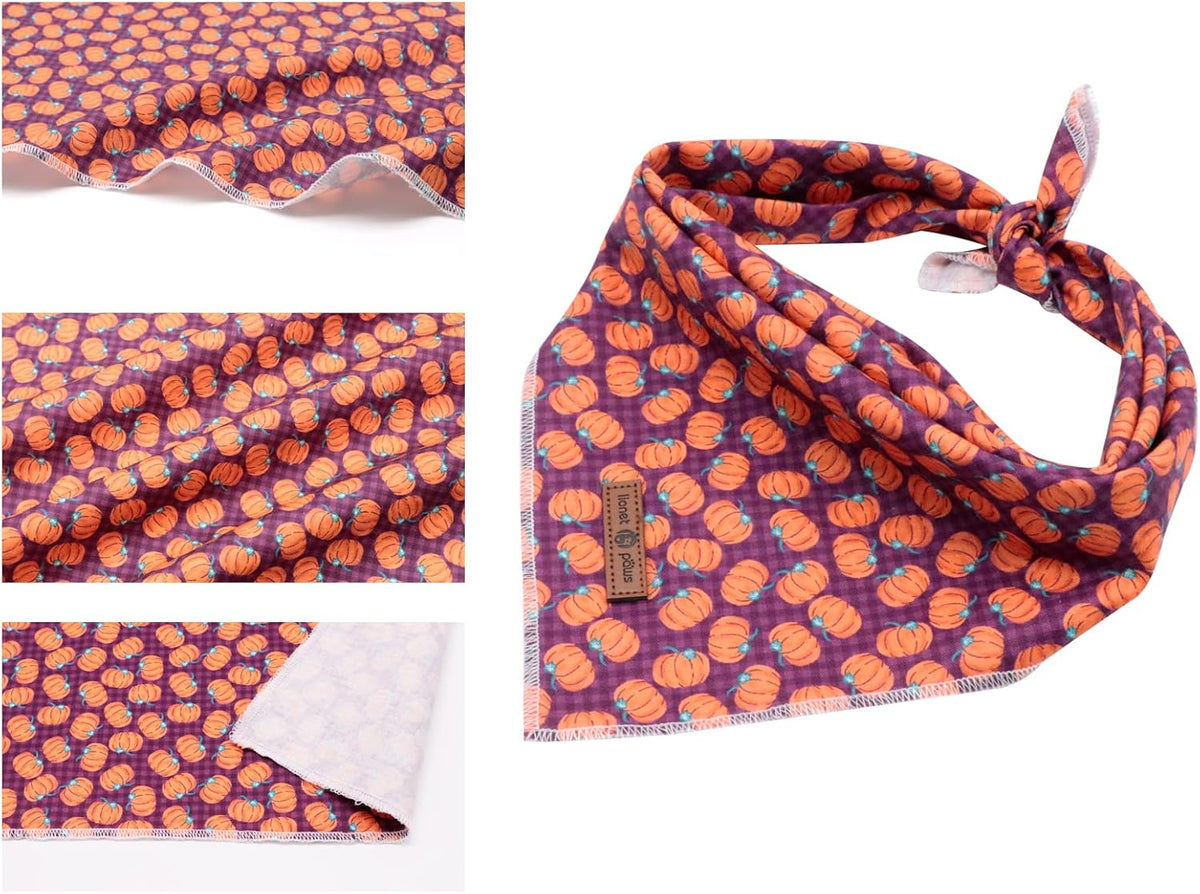 Lionet Paws Halloween Dog Bandana for Small Medium Large Dogs, Cat Dogs Kerchief Triangle Bibs Scarf Pumpkin for Girl or Boy