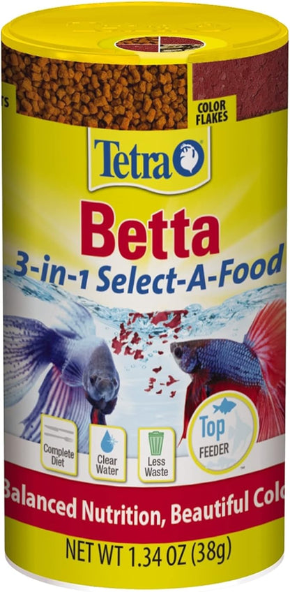 Tetra BettaMin Select-A-Food 1.34 Ounces, Fish Flakes, Variety Pack
