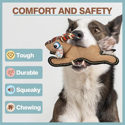 Tough Durable Squeaky Dog Toys for Aggressive chewers Interactive to Keep Them Busy, Funny Plush Dogs Toy for Small Medium Large Chewer Cute Birthday Gift (Antelope)
