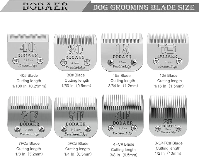 Size 7F/5F/4F Detachable Pet Dog Grooming Blades of Stainless Steel,Compatible with Andis,Oster A5,Wahl KM10 Series,3 Count