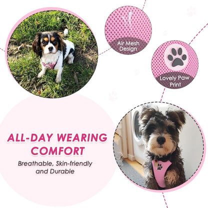 Lukovee Dog Seat Belt for Car, Adjustable Dog Car Harness for Large Medium Small Dogs, Soft Padded & Breathable Mesh Dog Seatbelt with Car Strap and Carabiner(Pink Double Clip,XXX-Small)