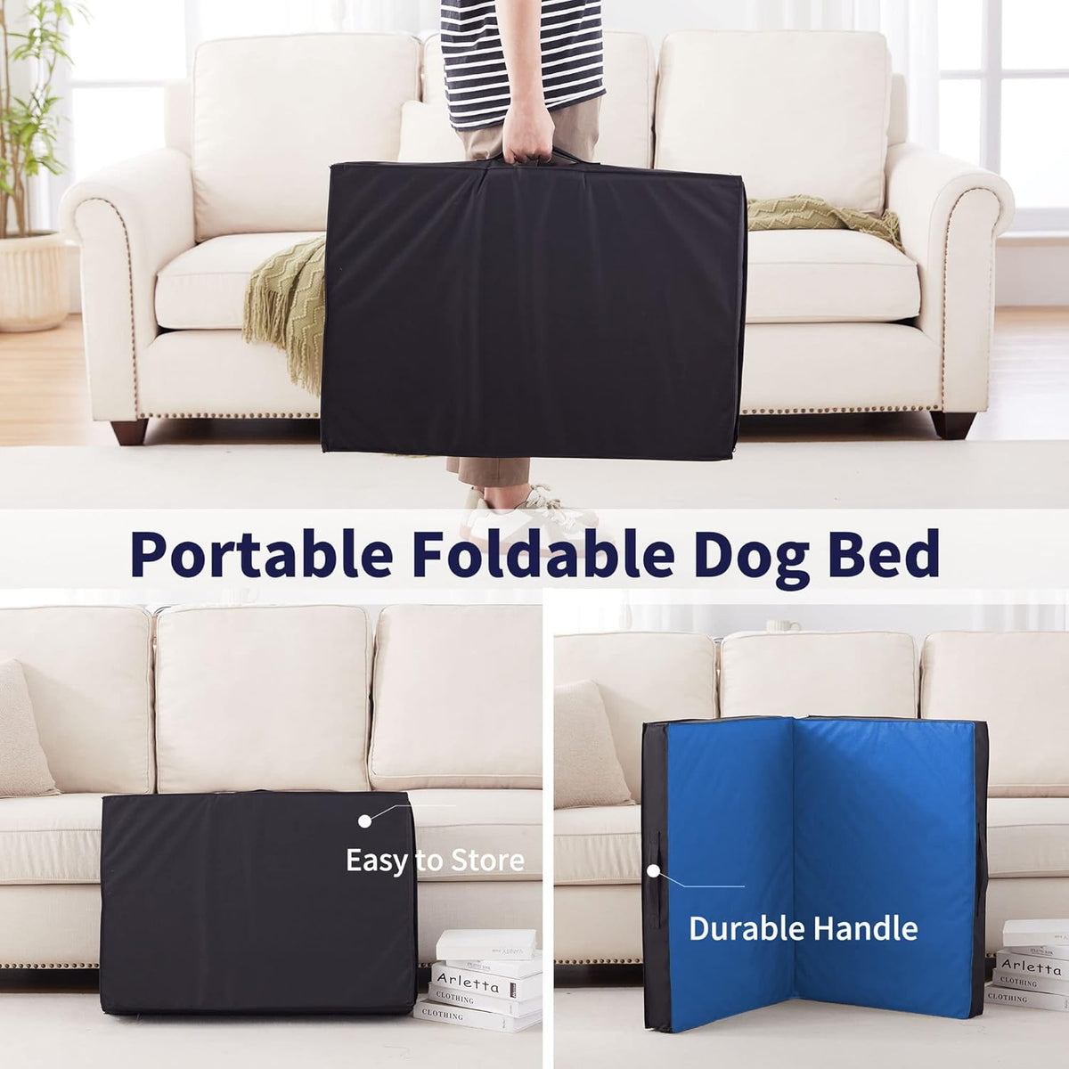 Outdoor Dog Bed for Large Dogs, Waterproof and Portable with Washable Cover, Foldable Cooling Orthopedic Bed for Outside and Indoor Use, 35" All Weather