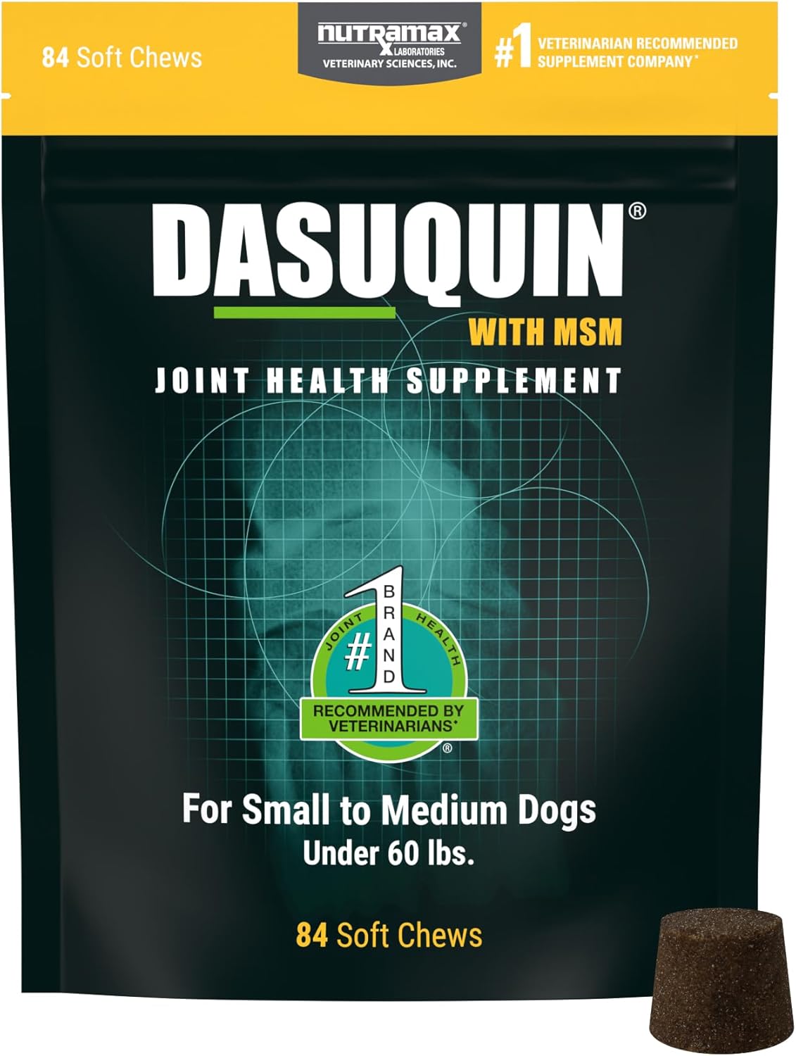 Nutramax Laboratories Dasuquin with MSM Soft Chews Small/Medium Dog 84 Count, brown