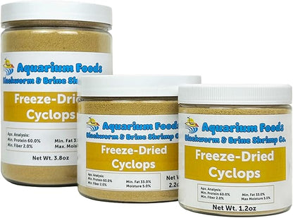 Aquatic Foods Inc. Cyclops/Copepods - Freeze Dried Cyclops/Copepods for All Tropical Fish Fry, Babies, Corals, Sea Anemones, Marines, All Tropical Fish…3.8oz Lg Round Jar