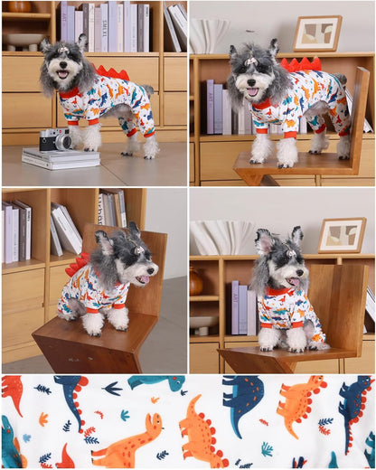 CuteBone Dinosaur Costume Dog Pajamas, Stretchy Spandex Crystal Velvet Sleepwear Coat for Small Dogs, Soft & Warm Pet Outfit Clothes for Cold Weather, Cozy Pullover Design COSP02L