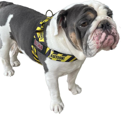 Adjustable Dog Harness– No Pull, No Choke – for English Bulldogs, French Bulldogs, Pugs & Broad-Chested Breeds – Easy, Safe Walks (Caution, XL)