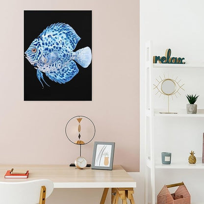 Discus Fish Wall Art Canvas Artwork Vintage Hanging Pictures Painting Poster for Home Decor