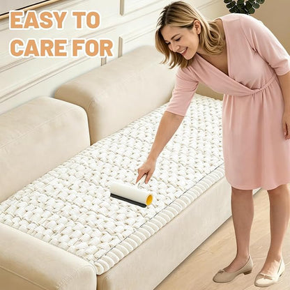 Couch Cover for Dogs Washable,Non Slip Fuzzy Durable Pet Friendly Cozy | Soft Slipcovers for 3 Cushion Sofa Cover,Plush Thick Protector Fits Mat Bed Leather & Fabric Couches (Beige 27.6"x82.7")