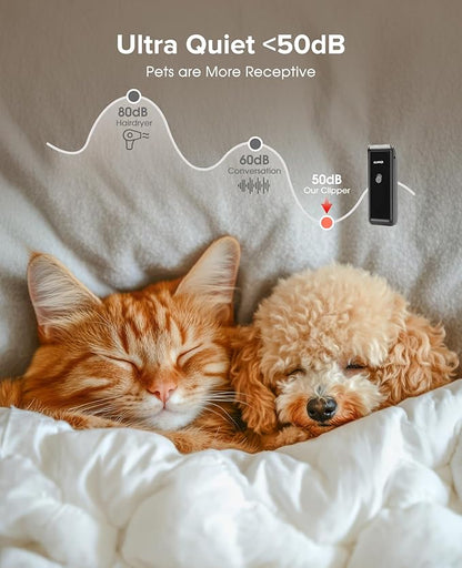 Pet Clippers for Dog Hair Grooming Low Noise, Rechargeable Cordless Cat Shaver with Ceramic Blade,Portable Pet Hair Trimmer for Matted & Long Hair