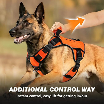 WINGOIN Orange Tactical Dog Harness for Large Dogs,No Pull Dog Harnesses | Heavy Duty with Handle,Adjustable Reflective,Military K9 Style,xl Size Pet Vest,for Husky Doberman,for Walking Hiking