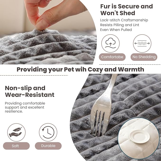 Couch Cover for Dogs Washable, Non-Slip Pet Couch Covers for Sofa, Fuzzy Dog Couch Cover Blanket, Thick, Soft, Plush Couch Cushion Covers for Sofa Protector (Dark Gray, 27.6" x 27.6"/70 x 70cm)