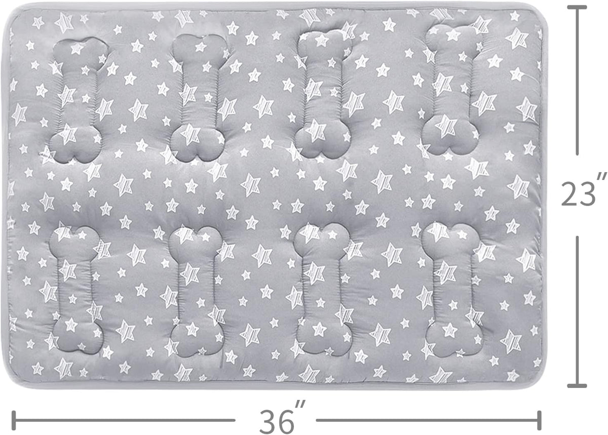Dog Crate Bed Mat (36" X 23"), Soft Dog Bed Mat with Cute Stars, Personalized Crate Pad, Anti-Slip Bottom, Machine Washable Kennel Pad