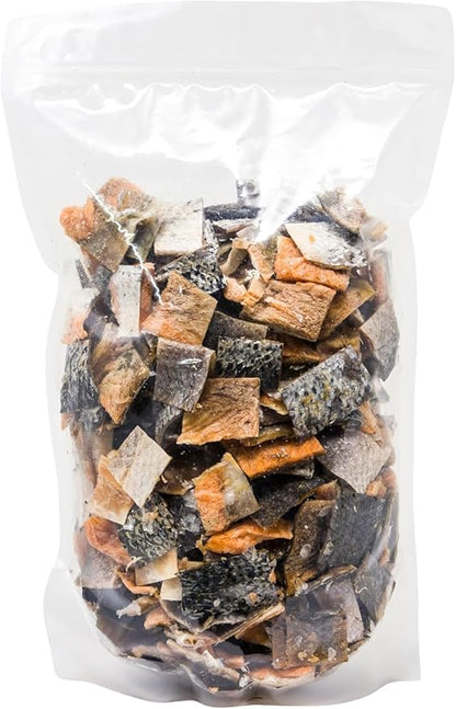 hotspot pets Freeze Dried Salmon Skin Chips for Cats & Dogs - Reasealable 1lb Big Bag Single Ingredient All Natural Omega 3 Benefits, Salmon Chips - Perfect for Training, Topper or Snack