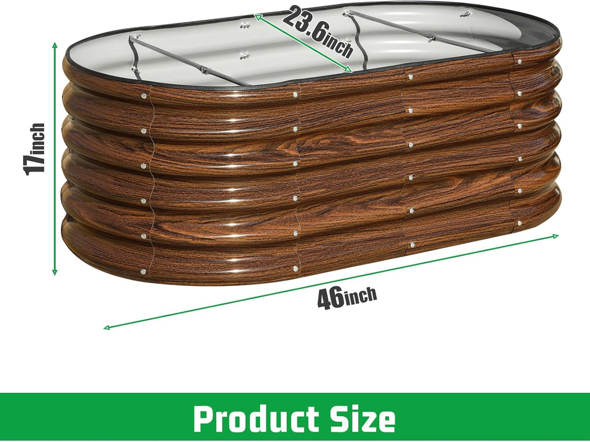 SnugNiture 3 Pcs 4x2x1.5ft Raised Garden Bed Outdoor, 17" Tall Galvanized Metal Planter Box, Raised Garden Bed Kit for Planting Vegetables Plants Fruits, Brown
