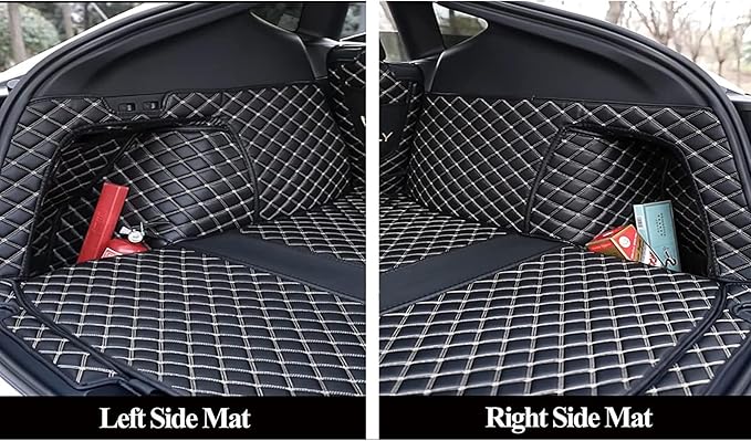 SUV Trunk Mat Compatible with BMW X5 7 Seater 2014-2018 Heavy Duty Back Seat Cover & Rear Cargo Mat & High Side Panel - Black with Gold Stitching