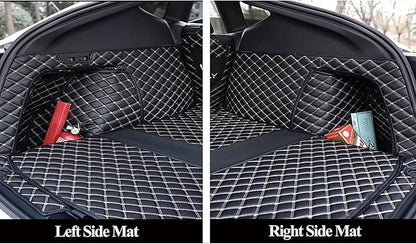 Car Cargo Mat Compatible with BMW X5 5 Seat 2014-2018 Backrest Mat+Trunk Mat+Hight Side Mat Full Coverage Trunk Liner Luxury Leather-Beige