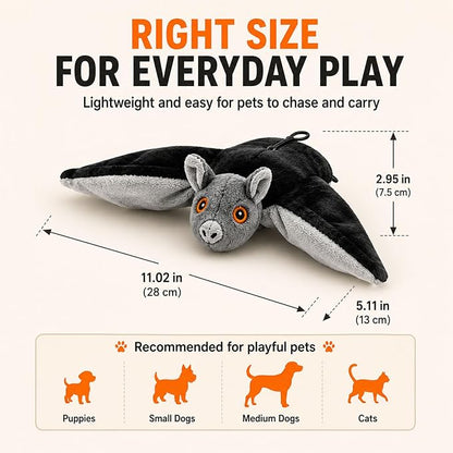 Flying Bat Dog Toy, Flying Bat Toy for Dogs & Cats with Flapping Wings and Chirping Sound, Motion-Activated Interactive Pet Toy for Hanging, Ground and Indoor Chase Play (2PCS)