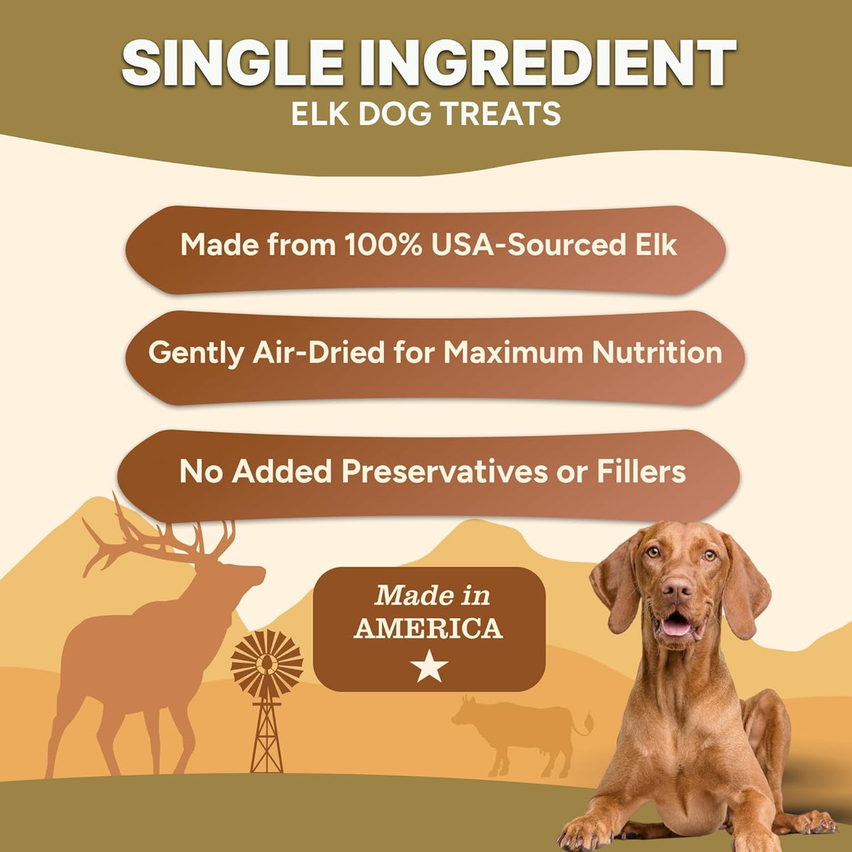 Gaines Family Farmstead Elk Chips for Dogs – 4 oz, Natural Single-Ingredient Dog Treats, High-Protein Rawhide-Free Chews, Healthy Grain-Free Snacks, Made in USA