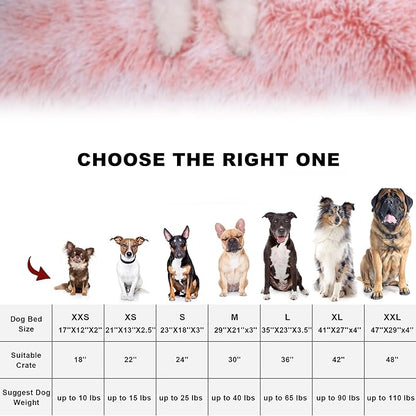 Bedfolks Waterproof Dog Crate Bed with Removable Washable Cover, Plush Faux Fur Pad, Extra Large, Fluffy Kennel Bed, 41"x27", Pink