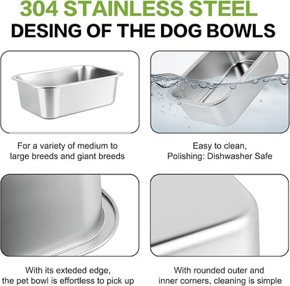 2 Gallon Elevated Large Dog Water Bowl, Automatic Dog Water Bowl Dispenser, 4 Adjustable Height Raised Dog Bowl Stand for Large Breed Relief Joint Pressure, Easy Clean for Indoor & Outdoor Uses