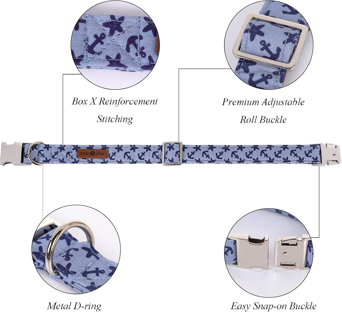 Lionet Paws Dog Collar with Bowtie, Summer Bowtie Collar for Dog,Adjustable Comfortable Dog Collar Gift for Puppy Small Medium Large Dog