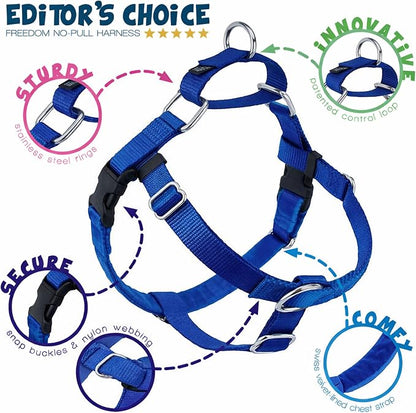 2 Hounds Design Freedom No Pull Dog Harness, Adjustable Harness, Easy Walking & Comfortable Control, Fits Small, Medium & Large Dogs, Solid Colors, Made in USA, 5/8" XS, Royal Blue