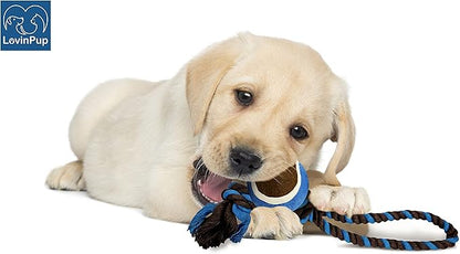 Dog Rope Toy with Tennis Ball, Nylon Ropes with Balls, Fun Tug of War Toys for Dogs, Tough Pet Toy for Aggressive Chewers, Eskimo, Terrier, Beagle and More(1 Rope Dog Toy Blue Ball FBA)
