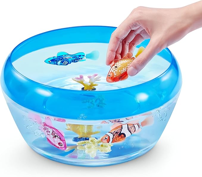 Robo Alive Robo Fish Robotic Swimming Fish (Teal + Orange) by ZURU Water Activated, Changes Color, Comes with Batteries, Amazon Exclusive (2 Pack) Series 3