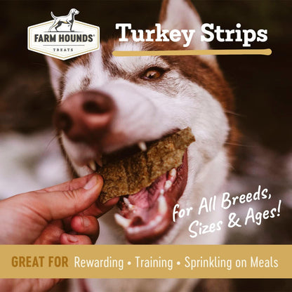 Farm Hounds - Turkey Strips - Premium Natural Jerky for Dogs - 100% Humanely Raised Turkey - Break-to-Size - Great for Training & Treats - No Added Fillers - Made in USA - 1 Pack