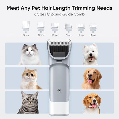 NEWBULIG Pet Grooming Vacuum Kit for Cats and Dogs, 2.5L Dust Cup | 3 Suction Modes and 5 Groomer Tools, Low Noise for Cats, Dogs Other Animals Hair Trimmer, White