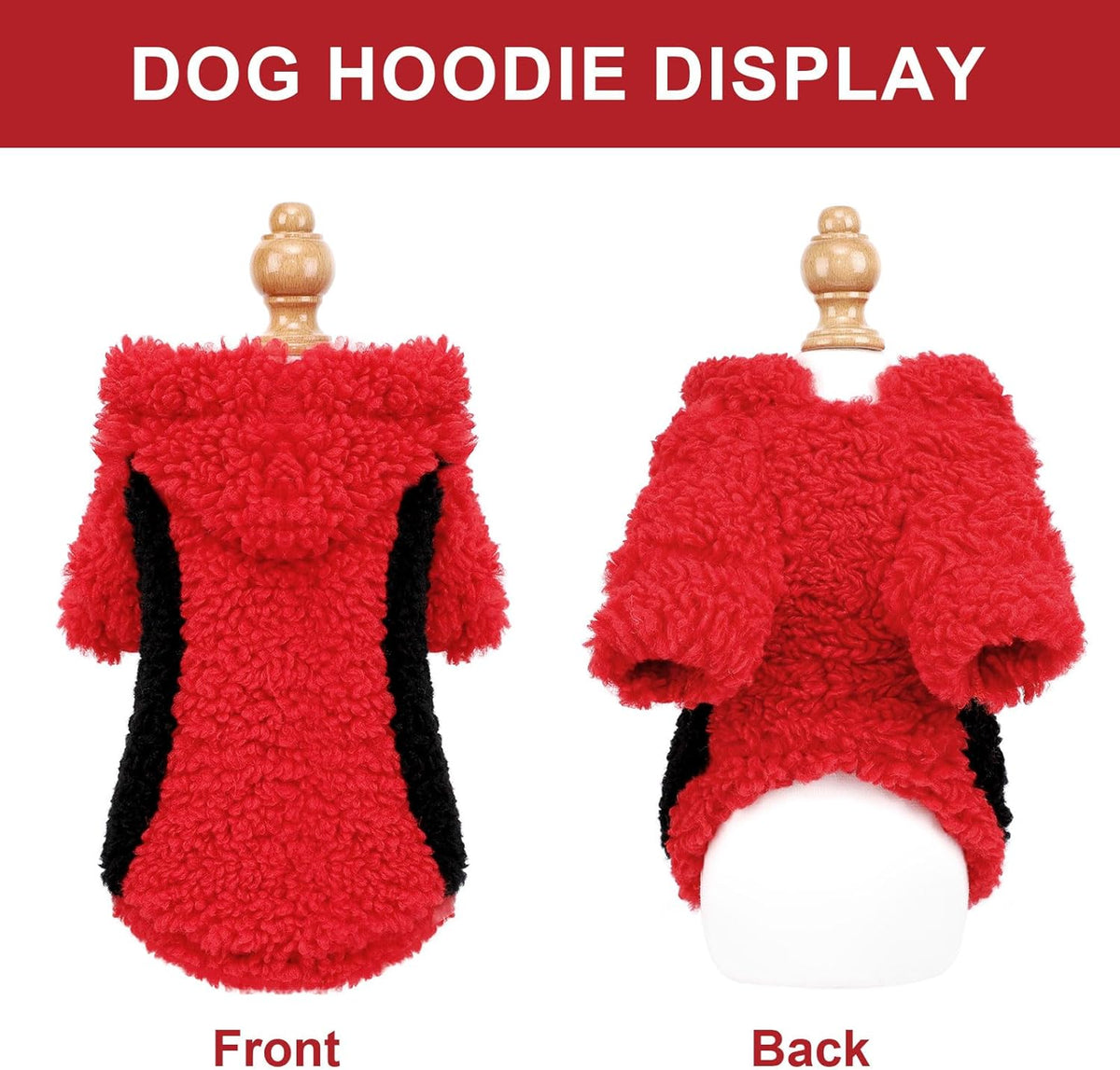 YIKEYO Dog Hoodie Pet Clothes Sweater with Hat Soft and Warm Cold Weather for Small Patchwork Hood(Red, Medium)