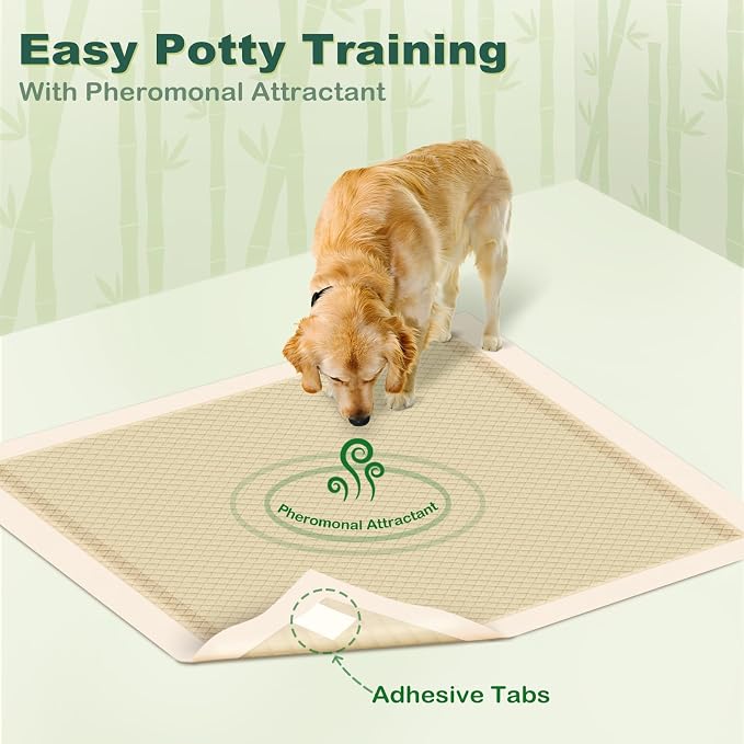MIZOK Bamboo Dog Pee Pads Highly Absorbent No Leak Extra Large 28x34in 40Ct | Highly Absorbent Bamboo Pads Neutralize Odors Quickly and Leak Proof Bottoms Protect Your Floors for Potty Training