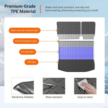 powoq Cargo Mat Compatible with 2015-2024 Ford Edge Cargo Liner Backrest Mat TPE Back Seat Protector (Only for 5-Seater) Replacement for 2015-2024 Ford Edge Accessories (Trunk Mat+Backrest Mats)