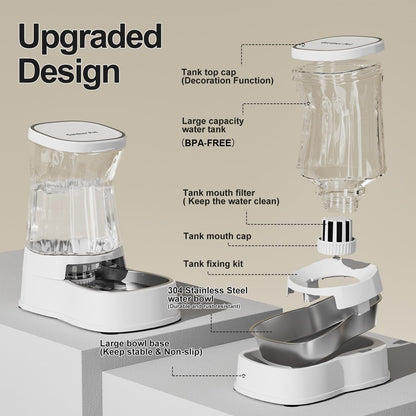 Gardner Pet Automatic Dog Water Dispenser Gravity Stainless Steel Water Waterer Feeder, 100% BPA-Free Large Capacity Water Feeding Bowls for Medium & Large-Sized Dogs Cats Other Pets -(1 Gallon)