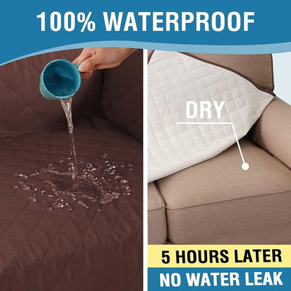H.VERSAILTEX Chair Sofa Slipcover Sofa Cover 100% Waterproof Couch Cover Furniture Protector Cover with Elastic Straps for Pets Kids Children Dog Cat(Chair, Chocolate)
