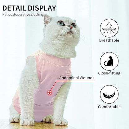 Kitten Onesies,Cat Recovery Suit for Abdominal Wounds or Skin Diseases,After Surgery Wear Anti Licking Wounds,Breathable E-Collar Alternative for Cat Pink S