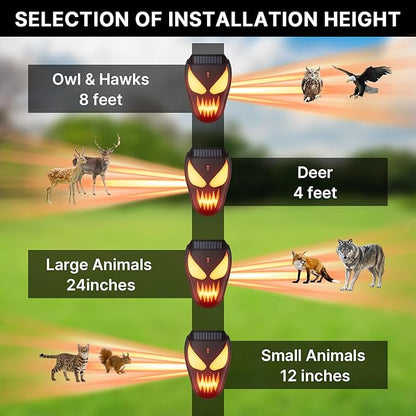 Solar Nocturnal Animal Repeller with Flickering Flame, Waterproof Solar Racoon Repellent Outdoor Coyote Deterrent for Fox, Raccoon, Skunk, Deer - Predator Light for Chicken Coop, Garden (2Pack-Black)