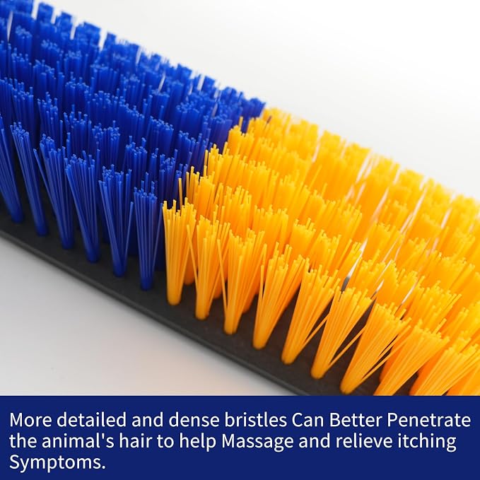 Livestock Scratch Brush With 8 Screws，Animal Back Scratching Brush for Cow,Cattle,Sheep, Horses,Pigs，Massage Grooming Tool (Yellow, 2pcs)