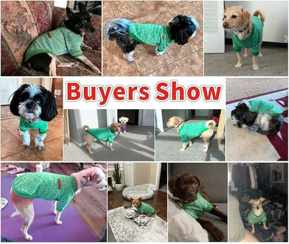 Idepet Pet Dog Classic Knitwear Sweater Fleece Coat Thickening Warm Pup Dogs Shirt Winter Pet Dog Cat Clothes Puppy Customes Clothing for Small Dogs (XXS. Green)
