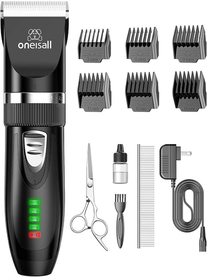 oneisall Quiet Cat Clippers for Matted & Long Hair 2-Speed Cat Grooming Kit | Cordless Pet Clippers for Cats, Small Dogs & Animals, 6 Guide Guards, 240mins Long Battery Life, With Scissors and Comb