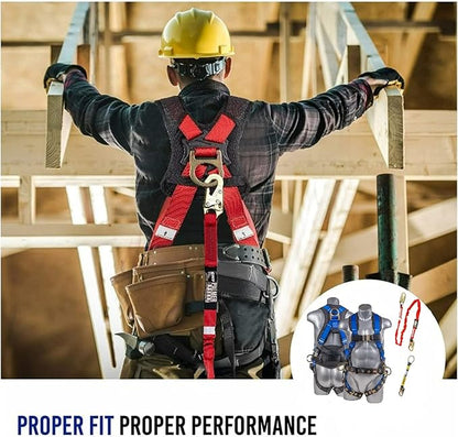 Fall Protection Hammerhead Kit I 5pt Safety Harness, 6' Double Leg Lanyard, 18" D-Ring Extender (Blue - 3XLG)