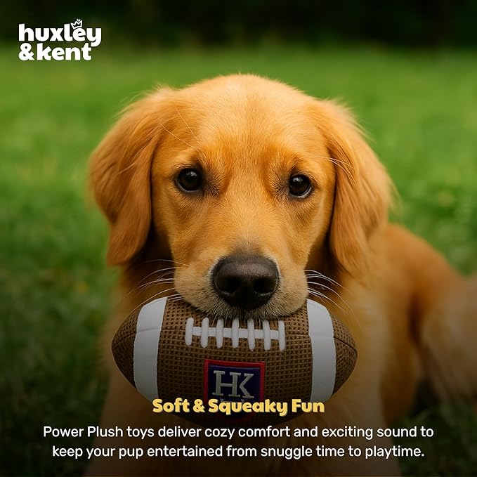 Huxley & Kent Funny Dog Toy w/Squeaker – Power Plush Squeaky Dog Toys for Small, Medium & Large Dogs – Soft Stuffed Animal for Indoor Play & Fetch - HK Football, Large