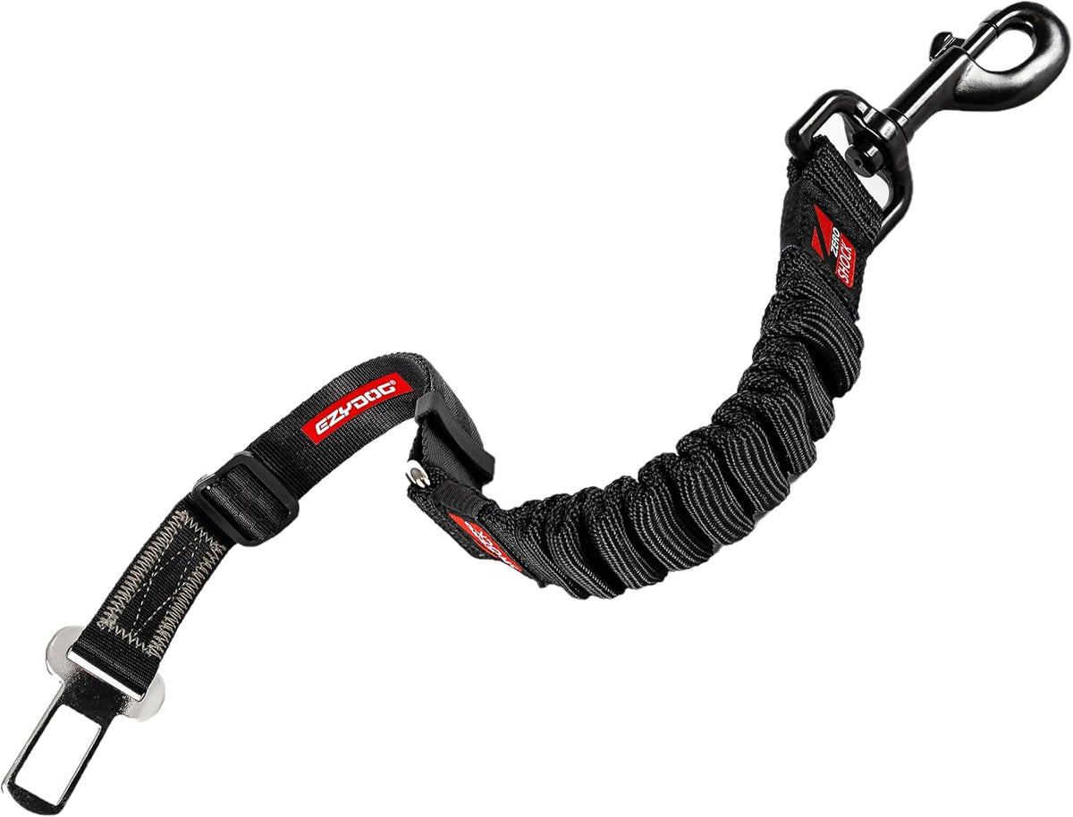 EzyDog Zero Shock Click - Shock Absorbing Dog Seat Belt Car Harness Attachment for Dogs - Adjustable Dog Restraints Seatbelts for Car Travel and Safety - (20in - 26in, Black)