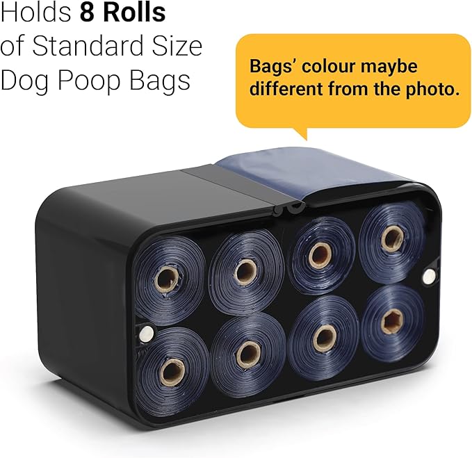SVD.PET Doggie Waste Bag Dispenser, 120 Count, 8 Rolls, Black