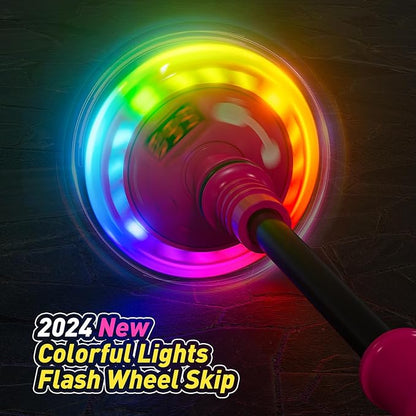 Flooyes Skip Ball for Kids, Ankle Skip Ball Toy with Counter, Timer and Cal Calculator, Girl Birthday Gifts for Age 6 7 8 9 10+, Rechargeable Colorful Flash Wheel Skip Ball for Girls Women