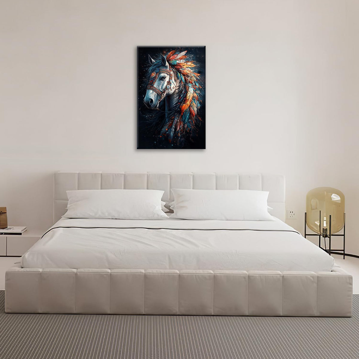 Horse Pictures Wall Art, Horse Animal Bathroom Wall Decor, Aesthetics Modern Framed Painting Elegant Canvas Artwork for Bathroom Bedroom Living Room Decorations 24"L x 16"W