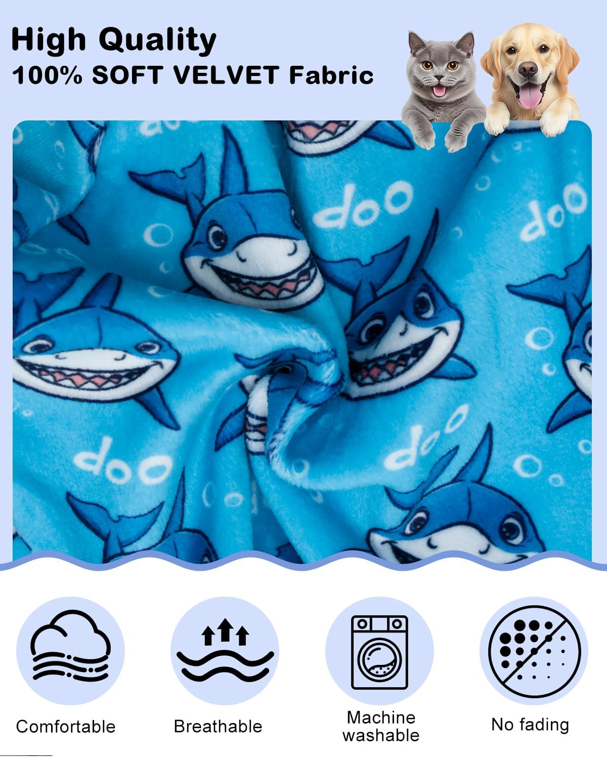 CuteBone Shark Costume Dog Pajamas, Stretchy Spandex Crystal Velvet Sleepwear Coat for Small Dogs, Soft & Warm Pet Outfit Clothes for Cold Weather, Cozy Pullover Design COSP07S